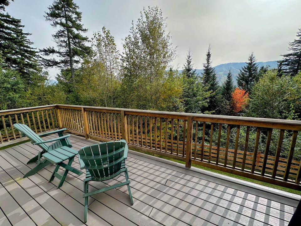 Spacious deck with slopes view