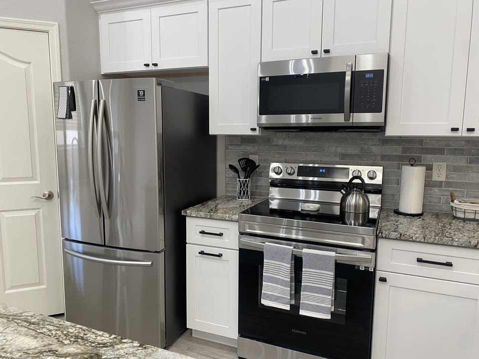 Kitchen with Samsung appliances. 