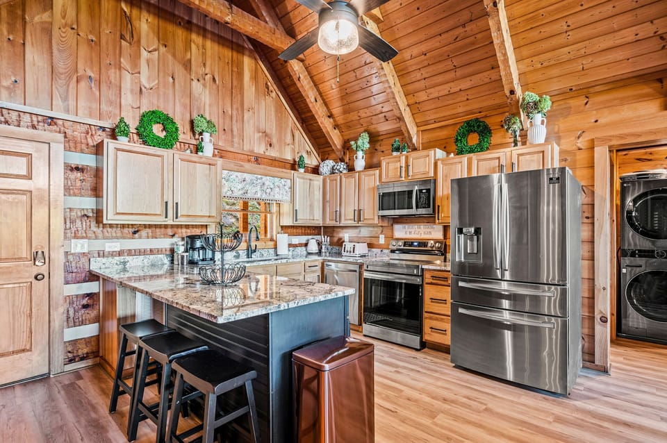 Newly renovated kitchen with new appliances.