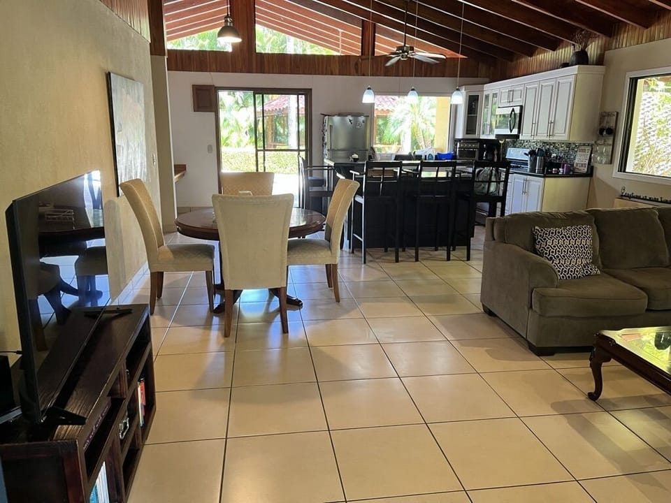 Kitchen and dining area view from the front door.