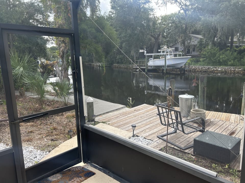 View of canal from pool deck. 