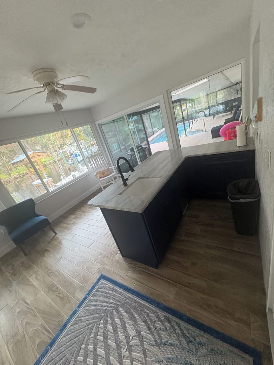Lanai with AC, ping pong table and dining table