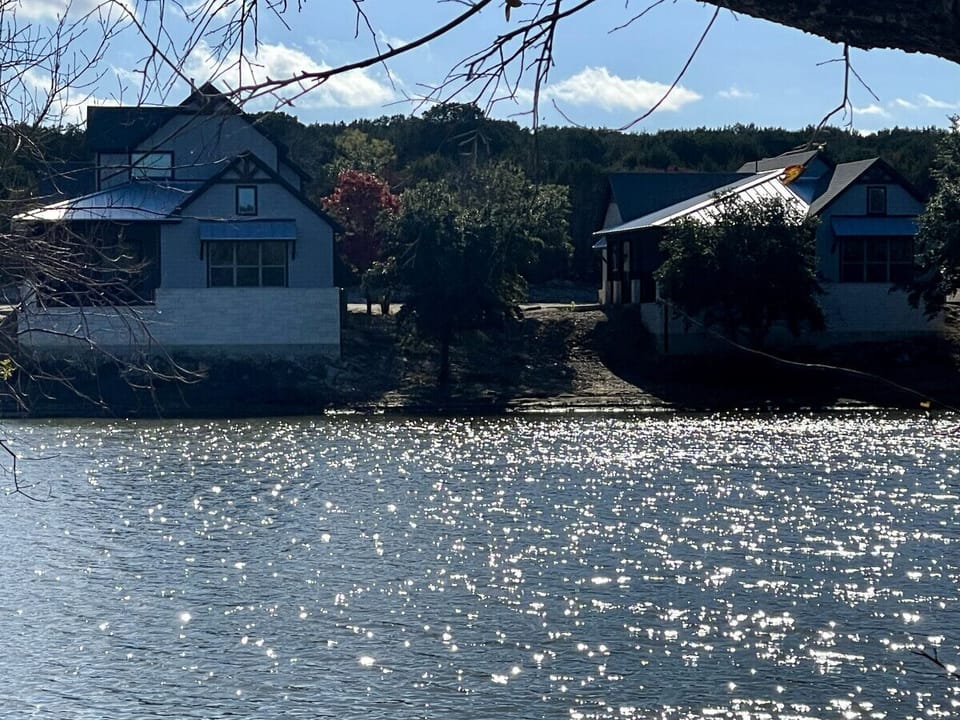 Villa row across water