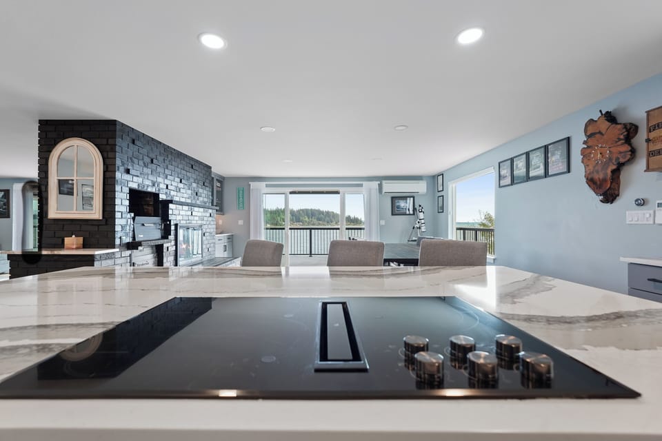 View from upper kitchen cooktop 