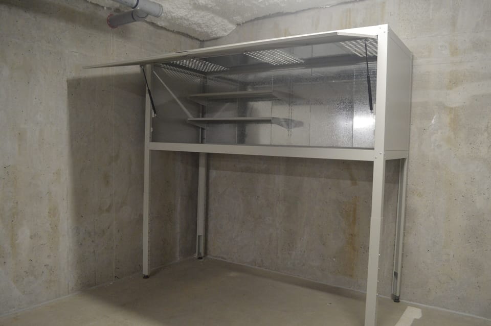 Secure storage locker for skis, snowboards, golf clubs etc etc.  
