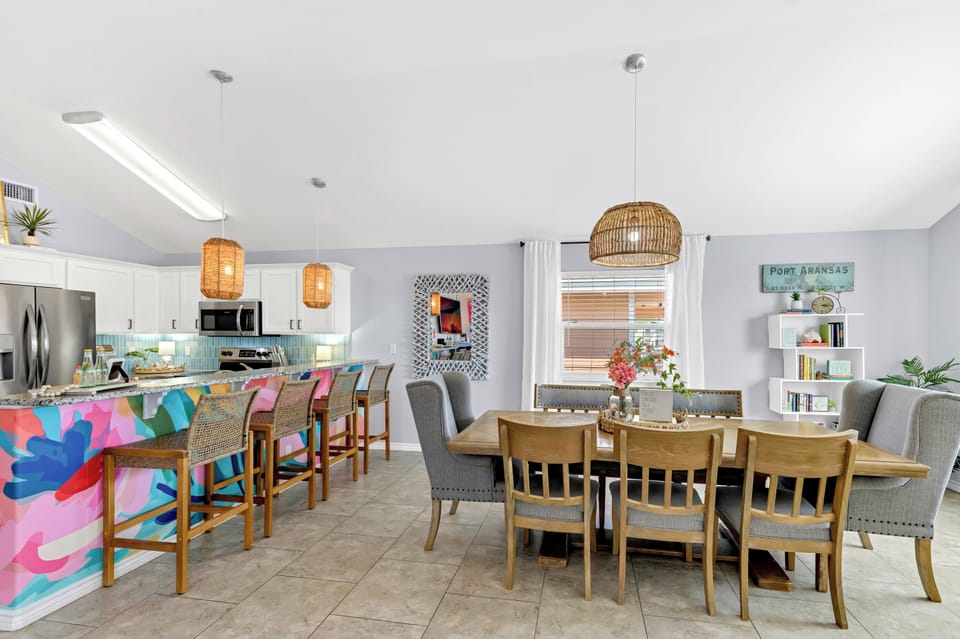 Dining area and kitchen.