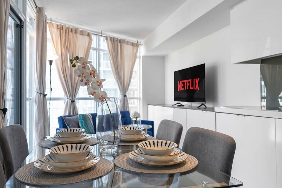 Brand new furniture - we have dining space for 4 in our cozy apartment.