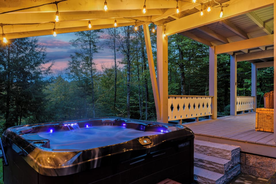 The covered hot tub is a great place to end your day.
