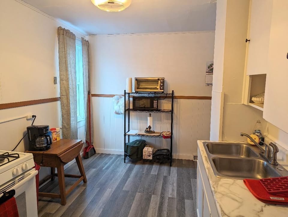 Fully equipped kitchen with, crockpot, coffee maker, toaster oven etc.