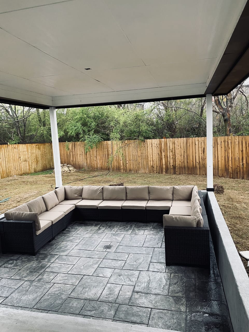 Come enjoy the sunken lounge area with plush seating and surrounded by nature.