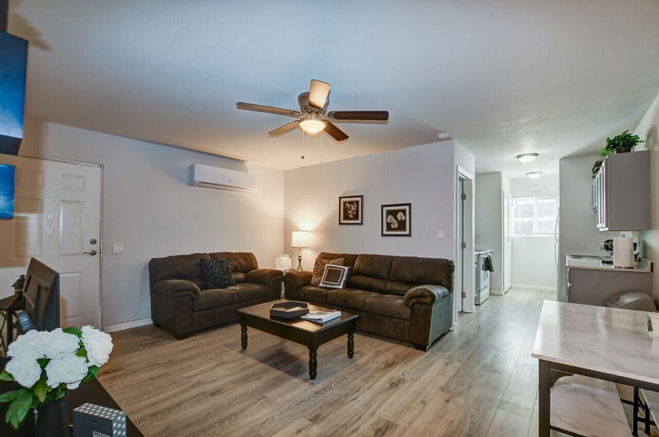 Very spacious living room and cozy sofa for your family :)