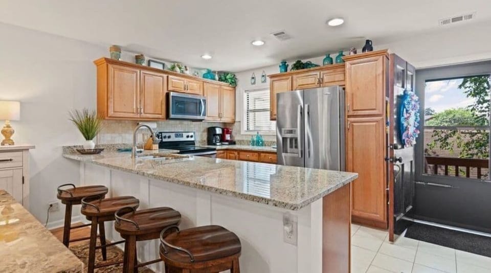 Updated kitchen open to dining and family room
