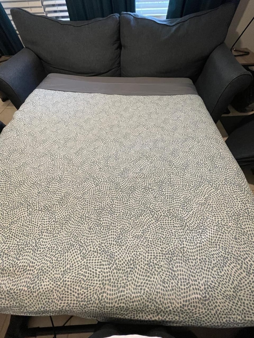 The sofa converts to a bed