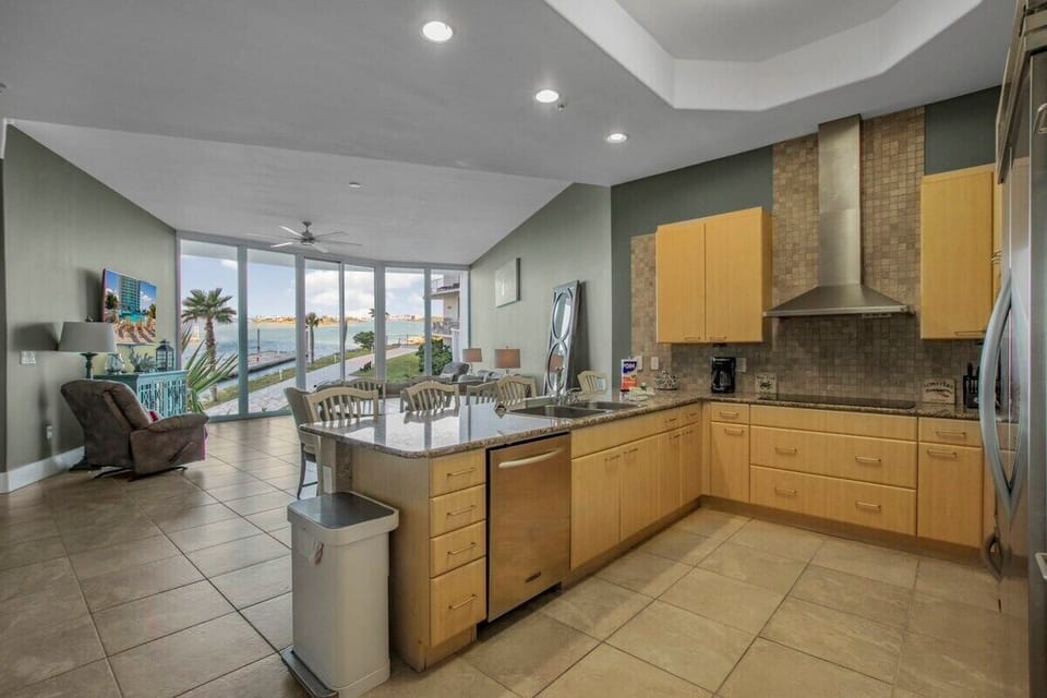 Spacious open concept living space with kitchen.