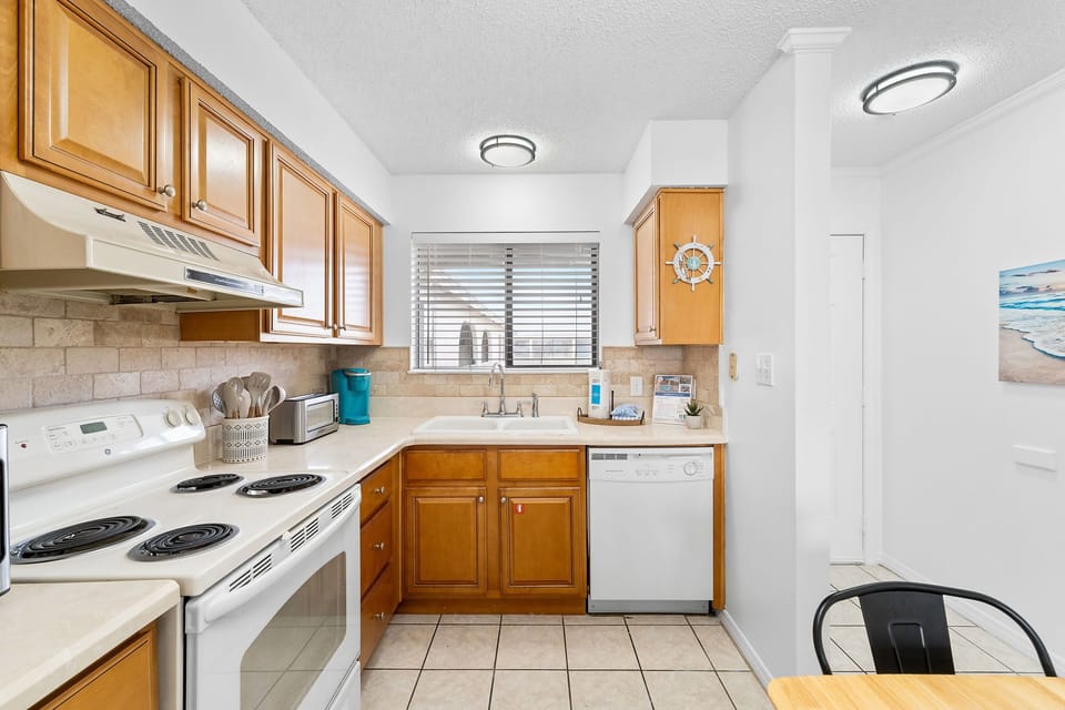 Well-equipped kitchen.