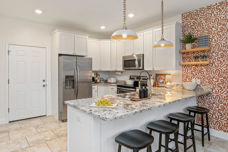 When you want to stay in, this fully-equipped kitchen will make it easy. 