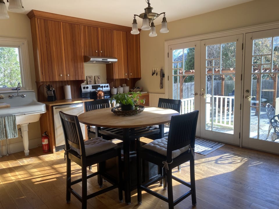 Kitchen table that is perfect for morning coffee and gatherings