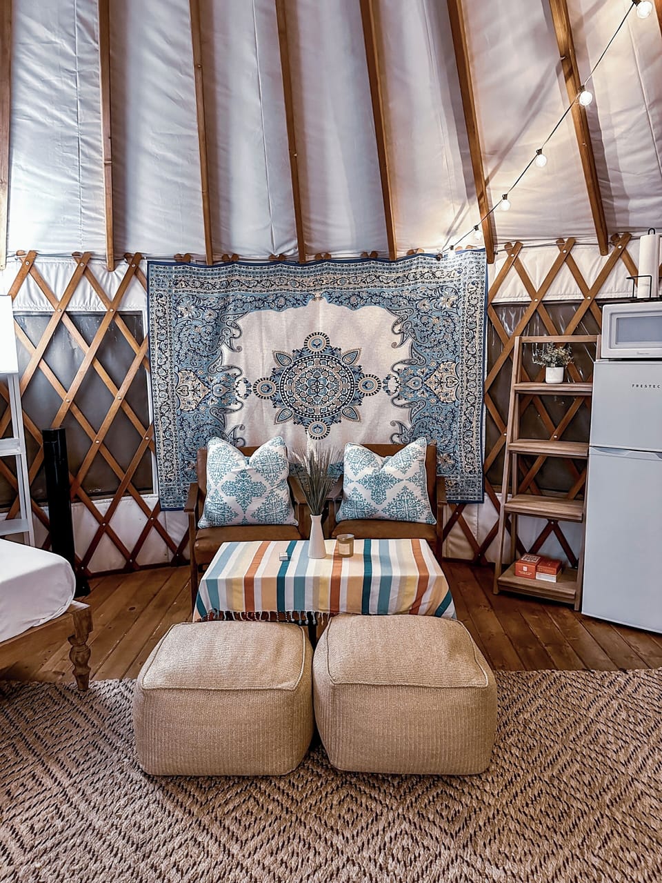 Seating area perfect for working, reading, or playing games. 