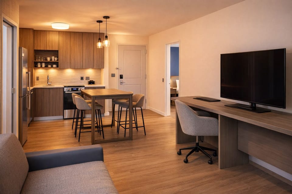 Stretch out in the open-plan suite designed for longer stays.