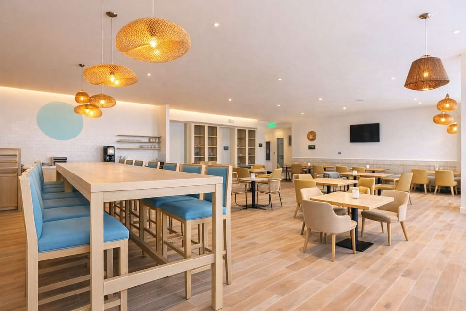Gather with friends for casual meals in open space.