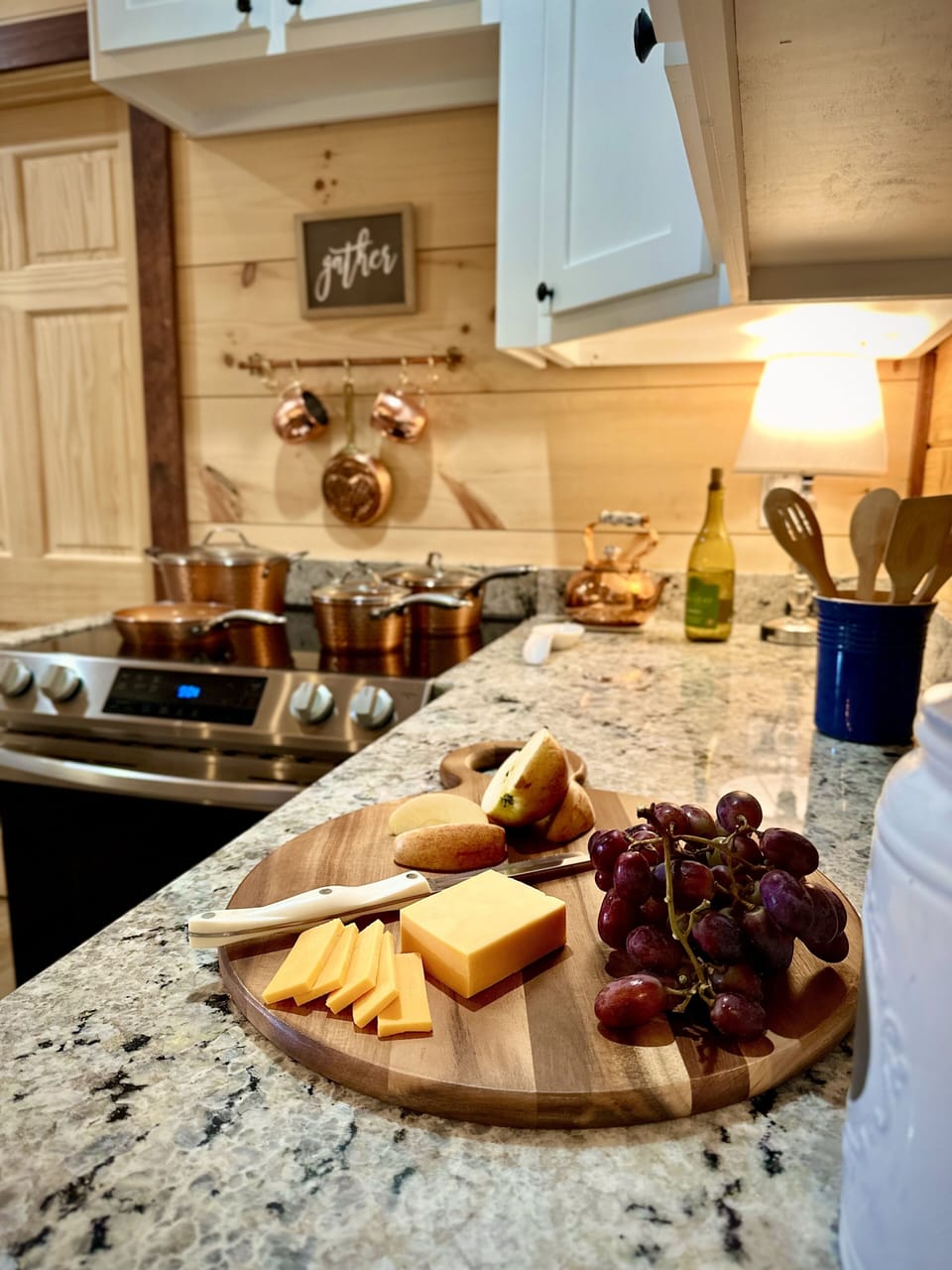Fully stocked kitchen. 