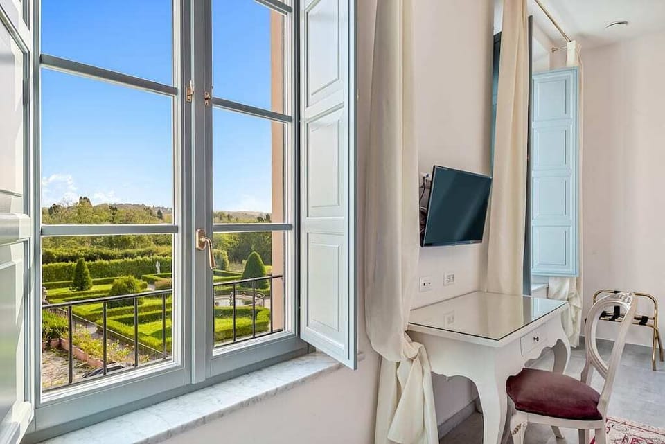 View of the gardens from the bedroom