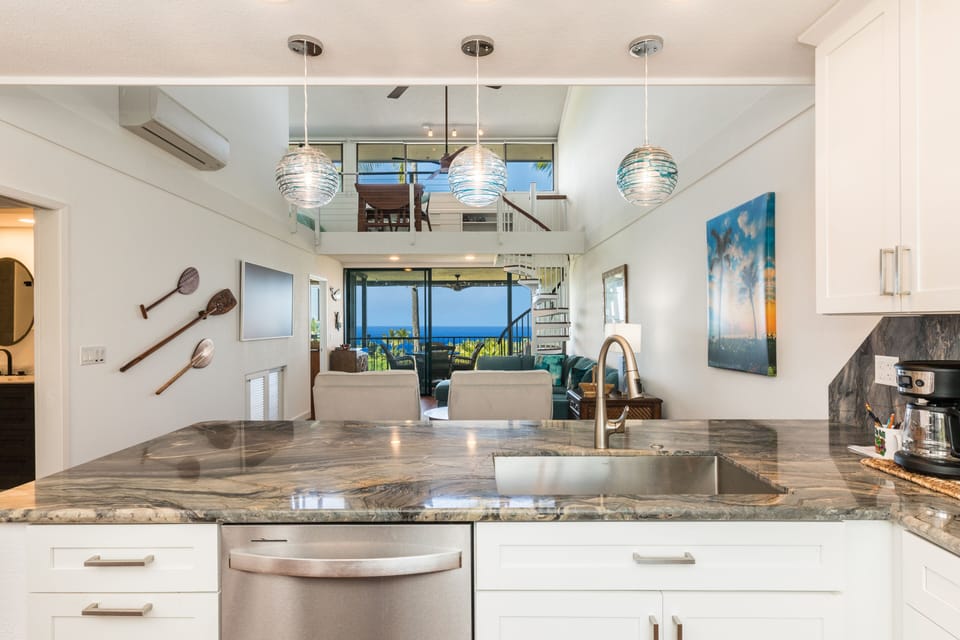 Enjoy an ocean view even from the kitchen, while preparing a your favorite island dish.