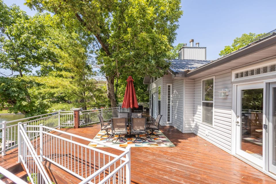Spacious upper level deck accessible from the living room.