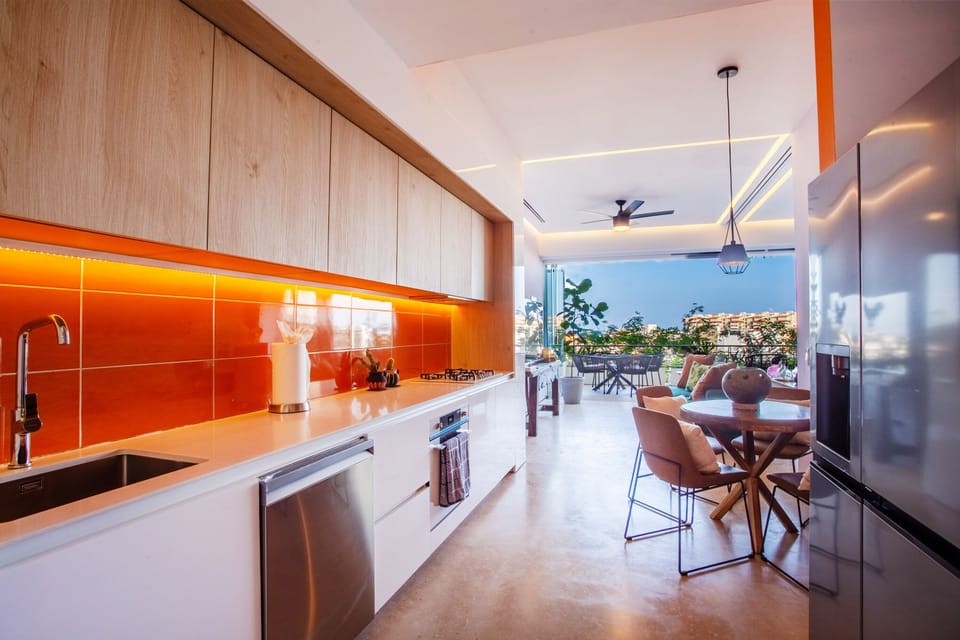 Vibrant and well-appointed kitchen