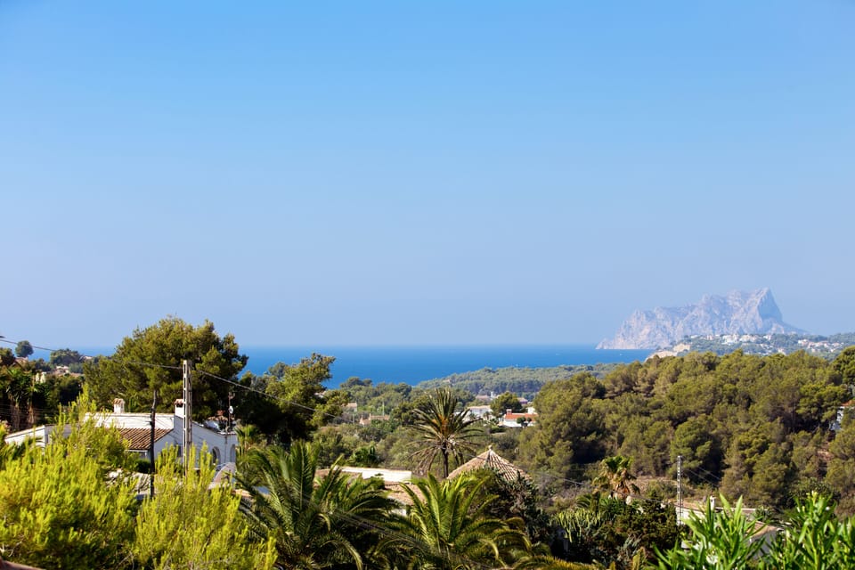 Scenic sea views and Ifach rock in Calpe. 