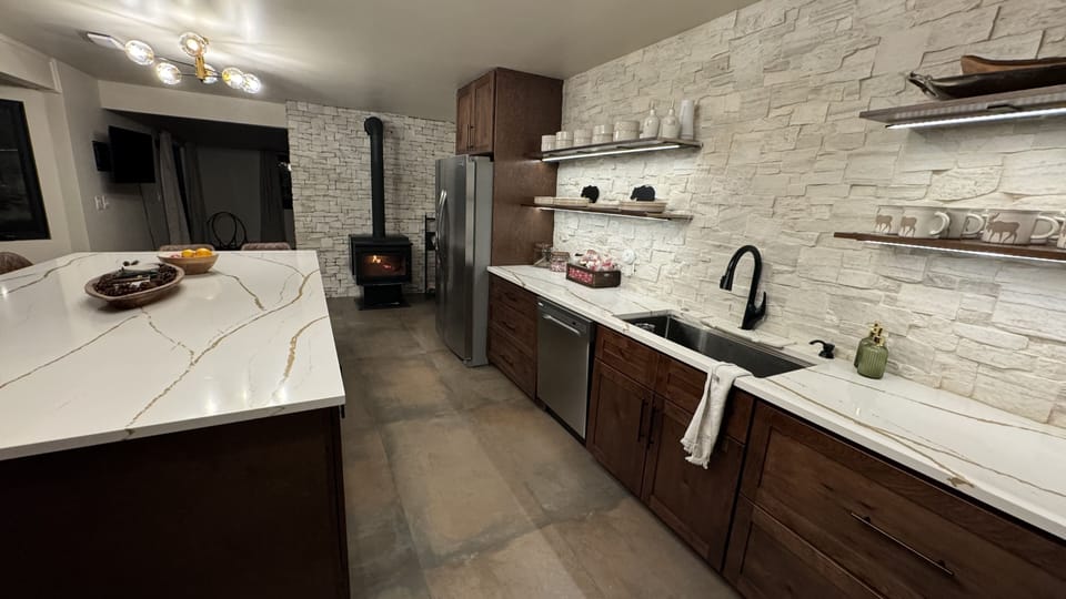Kitchen + wood burning stove