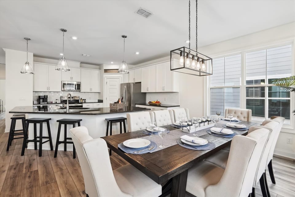 Open floor plan with large windows streaming the light indoors