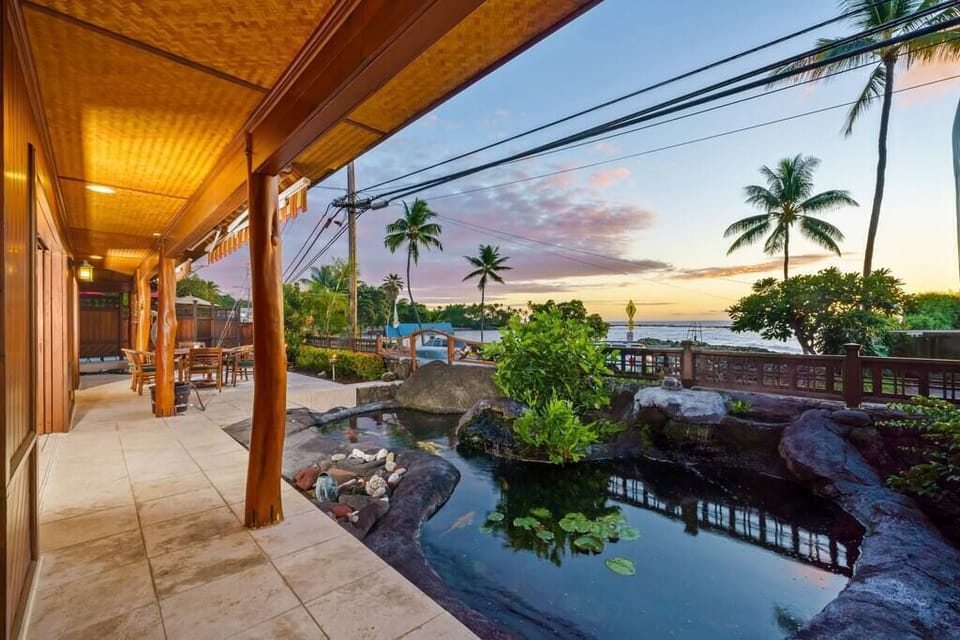 Private Lanai with koi pond