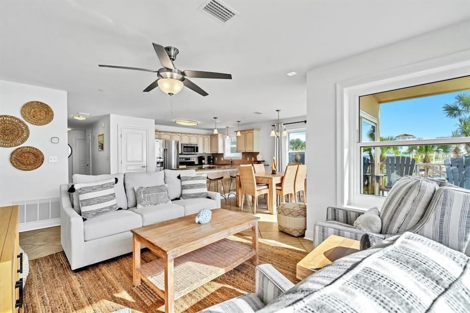 Brand new seating includes a queen sleeper sofa and two swivel chairs.