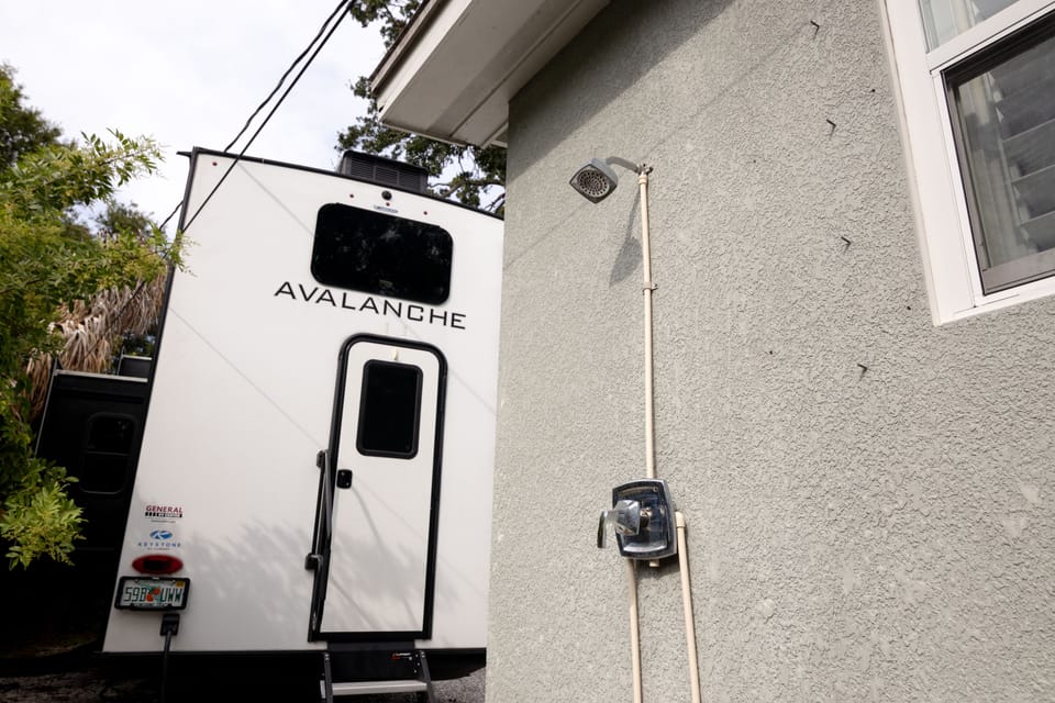Outdoor shower and RV hook-ups