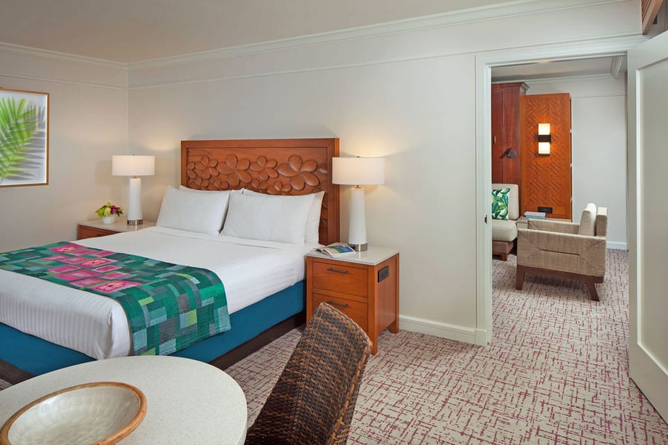 Guest bedroom features a king size bed.