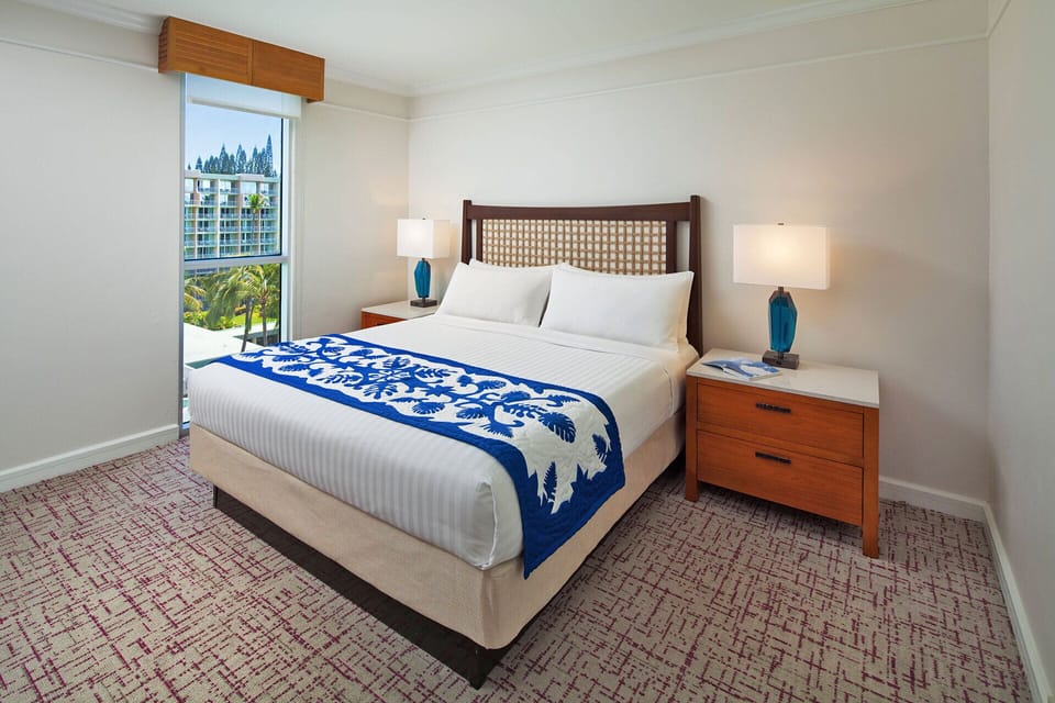 Primary bedroom features a king bed or two double beds.