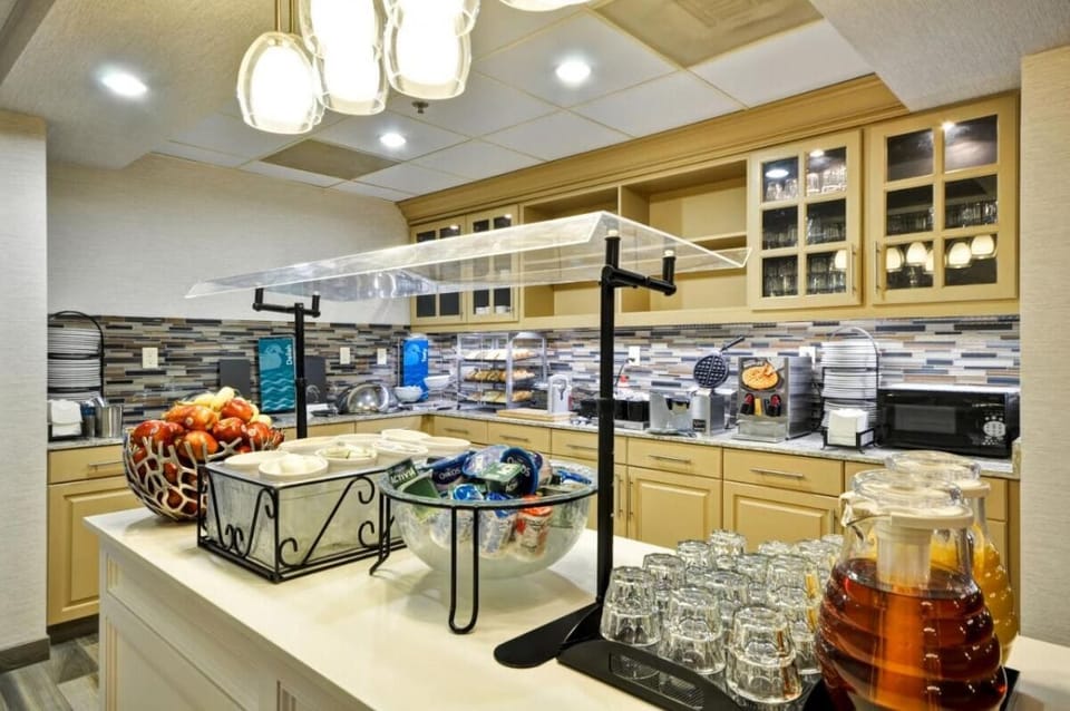 Indulge in fresh snacks and drinks before heading out.