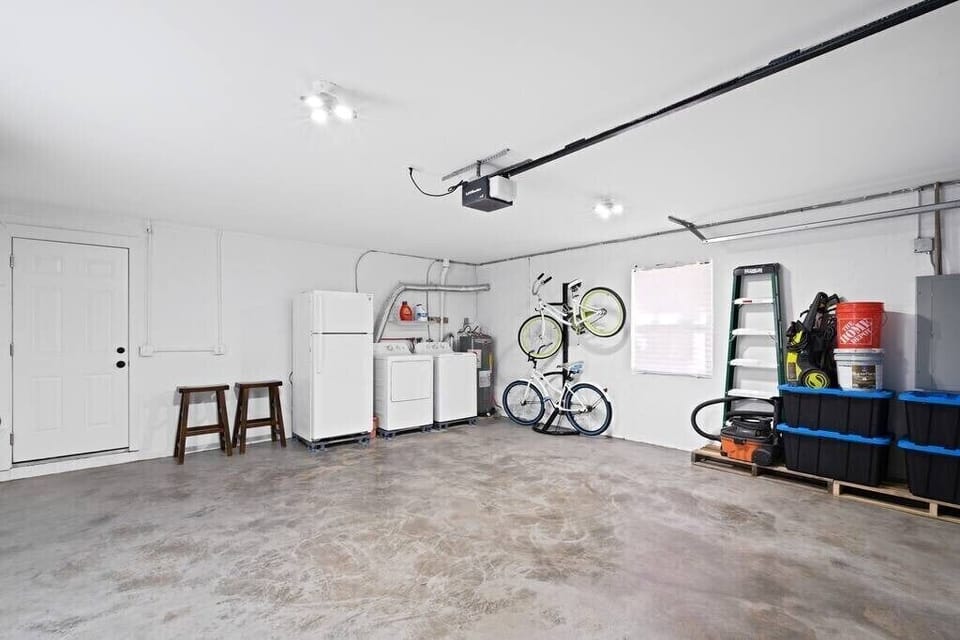 Grab the bikes, beach chairs, towels, cooler, & umbrella and take a ride to the beach or town.  

Store extra refreshments and food in the second refrigerator and feel free to do your laundry with our washer and dryer.