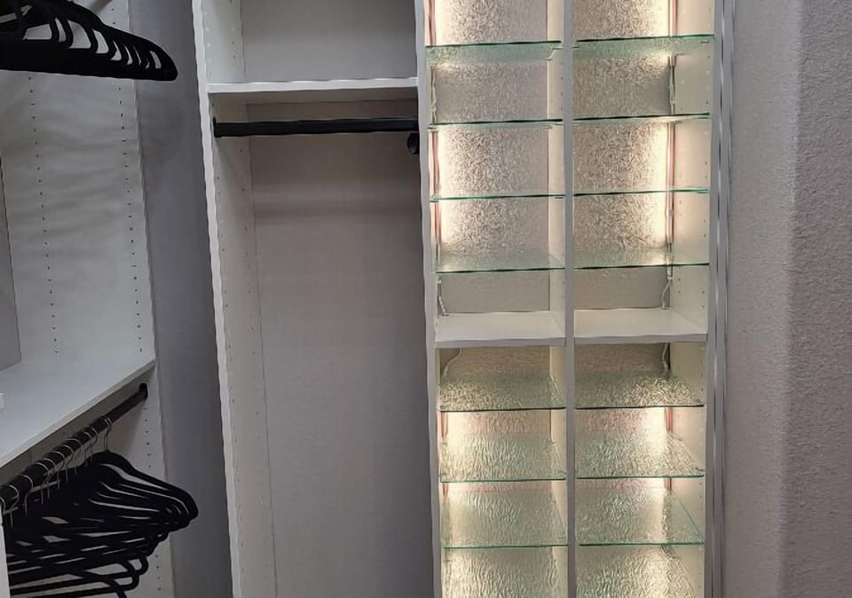 Master Closet Glass Shelves