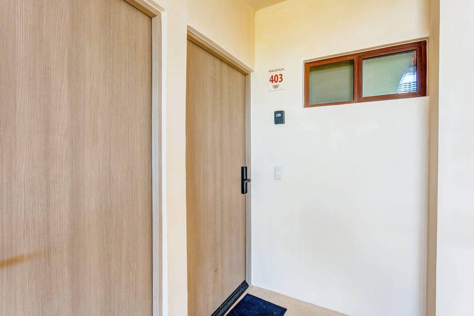 It’s a self-check-in property using a code at the door’s electronic keypad