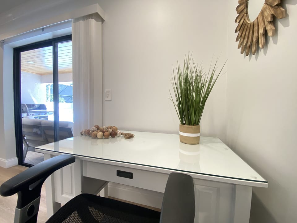 Keep an eye on the action from your quiet office space