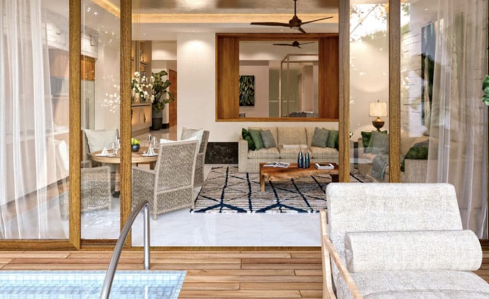 Your beautiful terrance with an outdoor pool and living room