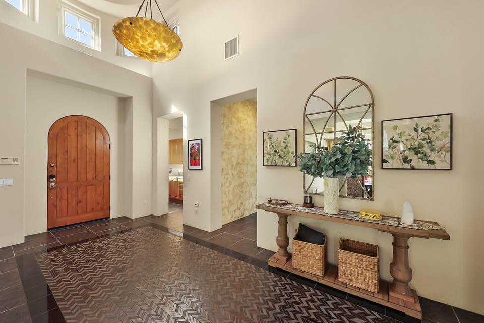 Entryway with 20 foot ceilings