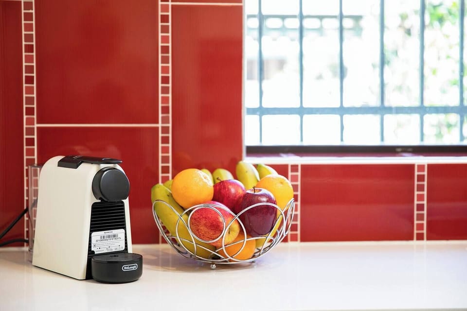 A Nespresso machine is ideal for longer stays, making it easy to get your early-morning caffeine fix before hitting the beach.