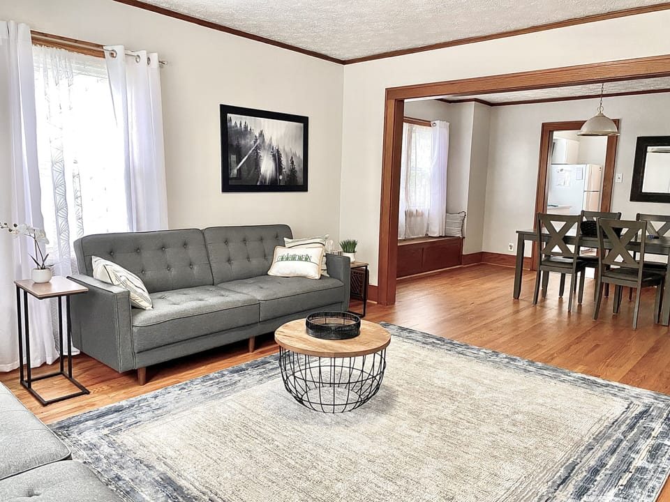 Living room and dining room