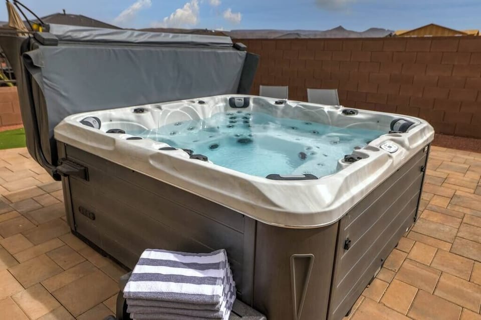 Large private hot tub for many to have a fun relaxing night. 