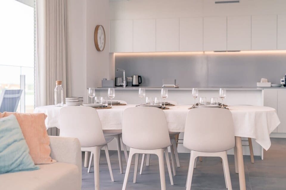 Dining area with open kitchen