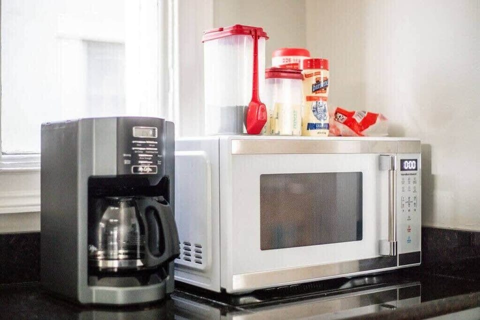 Coffee station with coffee, sugar and creamer