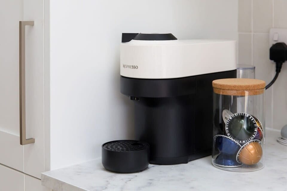 Enjoy a morning coffee with the Nespresso machine.